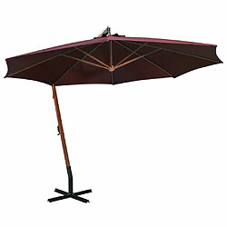 Maison Chic Parasol Jardin | Parasol suspendu avec mat Rouge bordeaux 3,5x2,9m Bois de sapin - GKD69354