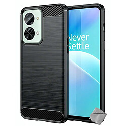 Htdmobiles Coque pour OnePlus Nord 2T 5G - housse etui silicone gel carbone + verre trempe - NOIR