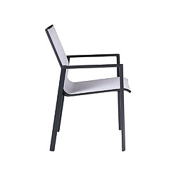 Avis Vente-Unique Lot de 2 fauteuils de jardin empilables en aluminium et textilène - Gris clair et noir - VALERA de MYLIA