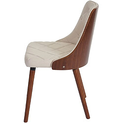 Avis Decoshop26 Lot de 2 chaises de salle à manger capitonné design chic en bois noyer et assise en synthétique crème CDS04468