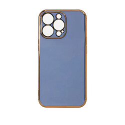 Ozzzo coque lighting couleur pour iphone 13 pro, coque en gel bleu avec cadre dore