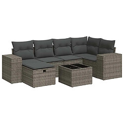 vidaXL Salon de jardin avec coussins 7 pcs gris résine tressée