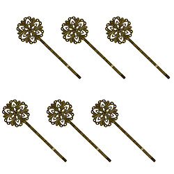 6pcs Rétro Pince Epingle à Cheveux Vintage Pin Barrette Fleur - Bronze Antique