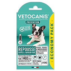 VETOCANIS 4 Pipettes anti-puces et anti-tiques - Pour petit chien 2-10 kg - 4x 1 mois de protection