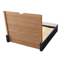 AXI Mandy Sandbox en bois avec banc, espace de rangement, couvercle et tableau noir | Bac à sable en anthracite et marron avec tapis de sol | 100 x 90 cm pas cher