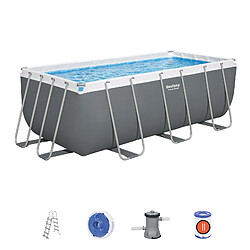 Piscine Tubulaire Rectangulaire Bestway Power Steel 412x201x122cm Filtre à Cartouche Échelle et Distributeur de Produits