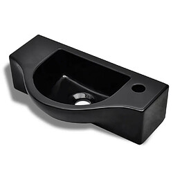 vidaXL Vasque à trou pour robinet céramique Noir pour salle de bain