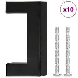 vidaXL Poignées d'armoire 10 pcs noir 64 mm acier inoxydable