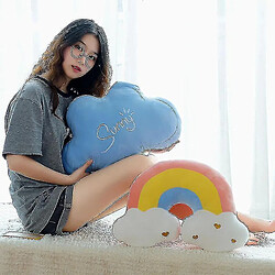 Avis Universal 48 cm nuage arc-en-ciel lune oreiller en peluche coussin de canapé mignon nuage doux lune arc-en-ciel | oreiller en peluche (bleu)