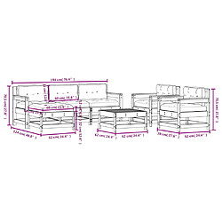 vidaXL Salon de jardin 7 pcs avec coussins blanc bois massif pas cher