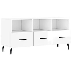 Maison Chic Meuble TV scandinave - Banc TV pour salon Blanc brillant 102x36x50 cm Bois d'ingénierie -MN22406