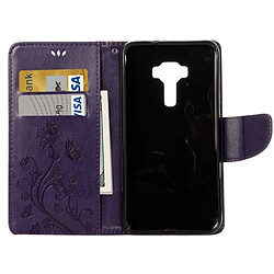 Acheter Wewoo Housse Étui Violet pour Asus ZenFone 3 / ZE552KL en cuir imprimé fleurs avec support et ampère Slots de cartes Portefeuille