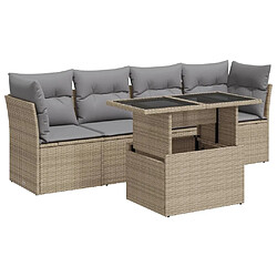 vidaXL Salon de jardin avec coussins 5 pcs beige résine tressée