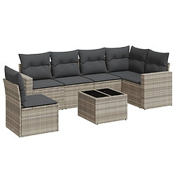 vidaXL Salon de jardin avec coussins 7 pcs gris clair résine tressée