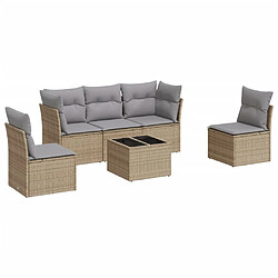 Maison Chic Salon de jardin avec coussins 6 pcs | Ensemble de Table et chaises | Mobilier d'Extérieur beige résine tressée -GKD22266