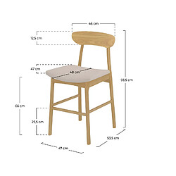 Rendez Vous Deco Chaise de bar mi-hauteur Lana en tissu beige et bois 66 cm (lot de 2)