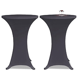 Decoshop26 Housse de table extensible 60 cm 2 pcs Anthracite DEC022377