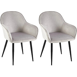 Decoshop26 Set de 2 chaises de salle à manger dossier arrondis avec accoudoirs en velours gris 10_0001529