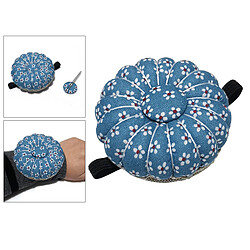 Coussin D'épingle De Poignet Aiguilles Magnétiques Pincushion Handcraft Tidy Organizer Bleu pas cher