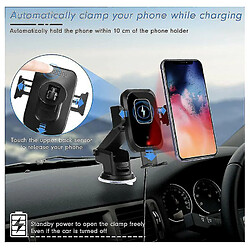 Chrono Chargeur de voiture sans fil, support de téléphone de voiture à serrage automatique à charge rapide Qi 15W, support de téléphone de voiture pour tableau de bord d'aération pour iPhone SE/12/12 Pro Max/11/11 Pro, pour Galaxy S20 Series/Note10/S10, etc (noi