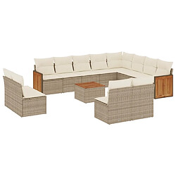 Maison Chic Salon de jardin avec coussins 13 pcs | Ensemble de Table et chaises | Mobilier d'Extérieur beige résine tressée -GKD10576