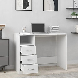 Avis Maison Chic Bureau solide,Table de travail,Bureau d'ordinateur avec tiroirs Blanc 102x50x76 cm Bois d'ingénierie -GKD53980