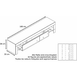 Mpc Meuble TV Blanc Et Gris 189 Cm (hxlxp) : 38 X 189 X 35 Cm