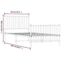 vidaXL Cadre de lit métal sans matelas avec pied de lit noir 90x200 cm pas cher