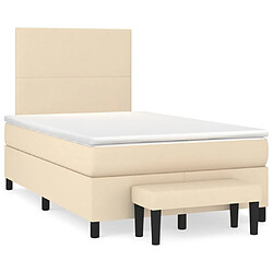 vidaXL Sommier à lattes de lit avec matelas Crème 120x200 cm Tissu