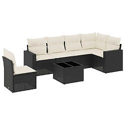 Maison Chic Ensemble Tables et chaises d'extérieur 7pcs avec coussins,Salon de jardin noir résine tressée -GKD154841