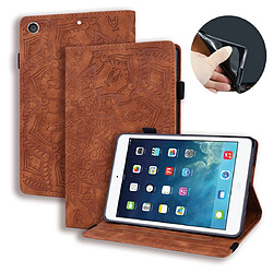 Wewoo Housse Étui Coque Pour iPad 10.2 pouces 2019 Motif mollet Etui en cuir gaufré à double rabatavec porte-carte et fentes cartes et fente stylo et bande élastique Marron