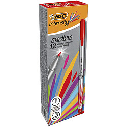 BIC Intensity Medium Stylos Feutres Pointe Moyenne (0, 8 mm) - Rouge, Boîte de 12