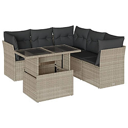 vidaXL Salon de jardin 6 pcs avec coussins gris clair résine tressée