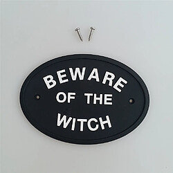 Avis 1 pc BEWARE OF the WITCH Plaque de porte murale Garden House en lettres blanches et noires