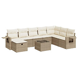 vidaXL Salon de jardin avec coussins 9 pcs beige résine tressée