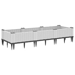 Acheter vidaXL Jardinière avec piquets blanc 125x40x28,5 cm PP