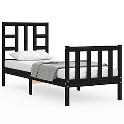 vidaXL Cadre de lit sans matelas noir bois de pin massif