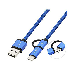 Totalcadeau Câble USB vers Micro USB et USB C chargeur smartphone Couleur - Bleu pas cher