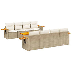 Maison Chic Salon de jardin avec coussins 9 pcs | Ensemble de Table et chaises | Mobilier d'Extérieur beige résine tressée -GKD15815