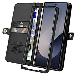 Avizar Étui pour Samsung Z Fold 6 Clapet Multifonction Languette Aimantée Noir