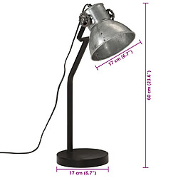 vidaXL Lampe de bureau 25 W argent vintage 17x17x60 cm E27 pas cher