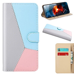 Etui en PU tricolore avec support gris/bleu/rose pour votre Apple iPhone SE (2nd Generation)/8/7 4.7 pouces