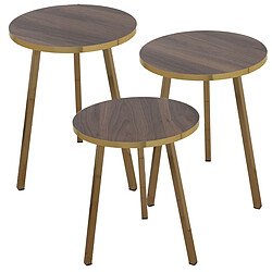 Jeu de 3 tables Alexandra House Living Marron Doré Bois