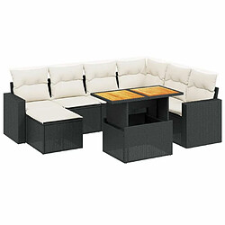 Maison Chic Ensemble Tables et chaises d'extérieur 8 pcs avec coussins,Salon de jardin noir résine tressée -GKD976200