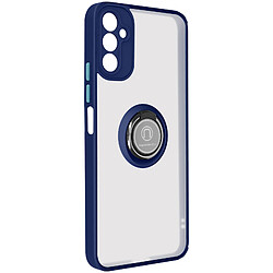 Avizar Coque pour Galaxy A14 5G et 4G Bi-matière Bague Métallique Support Vidéo Bleu