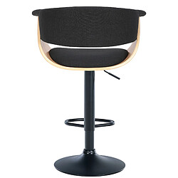 Acheter Decoshop26 Tabouret de bar design moderne siège réglable en hauteur et pivotant en tissu noir coque en bois et métal noir 10_0005454