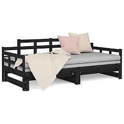 Acheter vidaXL Lit coulissant sans matelas noir 2x(90x190) cm