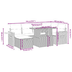 Avis vidaXL Salon de jardin avec coussins 7 pcs gris résine tressée