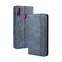 Wewoo Housse Coque Etui en cuir à boucle magnétique avec texture rétro et pour Crazy Horse LG W30avec supportlogements cartes et cadre photo Bleu