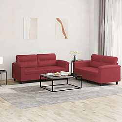 Maison Chic Ensemble de canapés 2 pcs, Canapé droit Sofa pour Salon et coussins Rouge bordeaux Similicuir -GKD415181